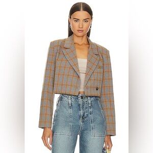 Women’s Steve Madden Rupi Cupped Blazer in Grey Plaid Size Large